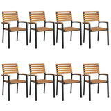 Stackable Garden Chairs 8 pcs Solid Wood Acacia and Metal 3155427