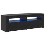 TV Cabinet with LED Lights Black Oak 120x35x40 cm Engineered Wood 862031