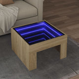 ZNTS Coffee Table with Infinity LED Sonoma Oak 50x50x30 cm 847604