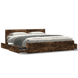 Bed Frame with Headboard without Mattress Smoked Oak 180x200 cm Super King 3295545