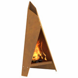 Fire Pit Brown 58 x 40 x 100 cm Weathering Steel 858917