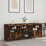Sideboard with LED Lights Smoked Oak 181.5x37x67 cm 3209041