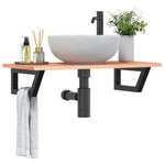 Basin Shelf Wall Mounted Steel and Solid Wood Oak 3302567