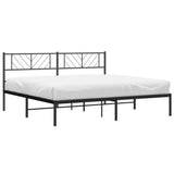 Metal Bed Frame without Mattress with Headboard Black 200x200cm 372186