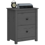 ZNTS Bedside Cabinets 2 pcs Grey 50x35x61.5 cm Solid Wood Pine 813684