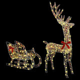 Reindeer Pull Sleigh Warm white 70 x 26 x 129 cm PET 42019079