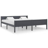 Bed Frame Grey Solid Pinewood, Plywood Super King Durable 322129