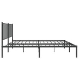 Metal Bed Frame without Mattress with Headboard Black 140x190cm 350864