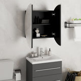Bathroom Cabinet with Round Mirror&LED Black 47x47x17.5 cm 345584