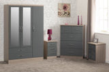 ZNTS Nevada 3 Door 2 Drawer Mirrored Wardrobe Bedroom Set 100-108-031