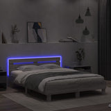Bed Frame with LED without Mattress Grey Sonoma 150x200 cm King Size 3207544