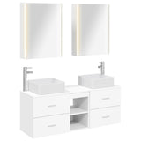 Bathroom Furniture Set 5 pcs White Engineered Wood and Glass 3406767