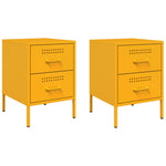 ZNTS Bedside Cabinets 2 pcs Mustard Yellow 36x39x50.5 cm Steel 842929