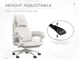 Linen-Look Office Chair, with 160&deg Reclining Back and Footrest - White T3398P342397