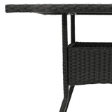 Garden Table with Glass Top Black 80x80x75 cm Poly Rattan 365521