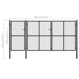 Garden Gate Steel 400x150 cm Anthracite 144331