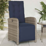 Reclining Garden Chair with Footrest Grey Poly Rattan 365191