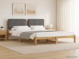 Bed Frame with Upholstered Headboard Whitewash and Light Grey 904078
