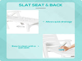 Outdoor Folding Sun Lounger Recliner on Wheels w/ 5-Position Backrest, White T3398P319912