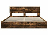 Storage Bed with Drawer Smoked Oak 140 x 190 cm Engineered Wood 3408456