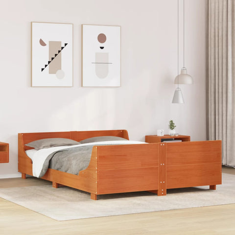 Bed Frame without Mattress Wax Brown 140x190 cm Solid Wood Pine 3302287