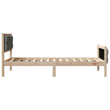Bed Frame with Headboard Dark Grey 90 x 190 cm Solid Pine Wood 878435