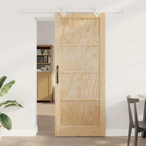 Sliding Door Manual White 86 x 211 cm Solid pine wood and steel 3333568