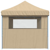 Foldable Party Tent Pop-Up with 3 Sidewalls Beige 4004967