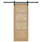 Sliding Door Natural and Black 78 x 202 cm Solid Pine Wood 3333162