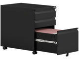 3-Drawer Steel Filing Cabinet with Lock and Wheels - Black T3398P344533