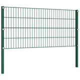 Fence Panel with Posts Iron 1212x80 cm Green 278610