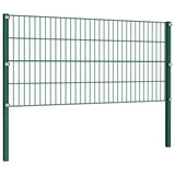 Fence Panel with Posts Iron 1212x80 cm Green 278610
