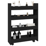 ZNTS Narrow Storage Trolley 4 Tier Black Engineered Wood 855260