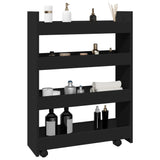 ZNTS Narrow Storage Trolley 4 Tier Black Engineered Wood 855260
