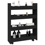 Narrow Storage Trolley 4 Tier Black Engineered Wood 855260