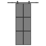 Sliding Door with Hardware Set 76x205 cm Tempered Glass&Aluminium 3332983