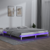 LED Bed Frame without Mattress White 150x200 cm King Size Solid Wood 820612