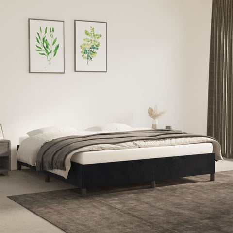ZNTS Bed Frame without Mattress Black 180x200 cm Super King Super King Velvet 349886