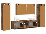 Bathroom Furniture Set 6 pcs Old Wood Engineered Wood and Glass 3407221