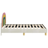 Children's Bed Frame with Headboard Cream 80 x 160 cm Velvet 42011006