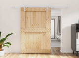 Sliding Door Natural and White 100 x 210 cm Solid Pine Wood 3444962