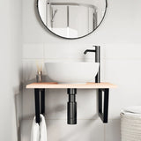 Basin Shelf Wall Mounted Steel and Solid Wood Oak 3302631