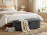 Storage Ottoman, Corduroy Upholstered Ottoman Storage Box with Padded Seat, 105 x 51 x 49 cm, Dark T3398P554116