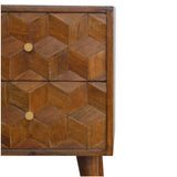 Chestnut Cube Carved Bedside IN781