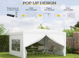 3 x 3m Pop Up Gazebo, Wedding Party Canopy Tent Marquee with Carry Bag and Windows, White T3398P315900