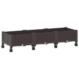 Garden Planter with Wheels Brown 120 x 40 x 29 cm PP 3423041