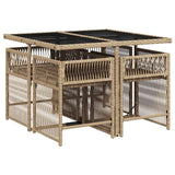 5 Piece Garden Dining Set with Cushions Beige Poly Rattan 3211618