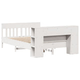 Bookcase Bed without Mattress White 135x190 cm Double Solid Wood Pine 3323192