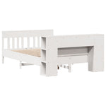 ZNTS Bookcase Bed without Mattress White 135x190 cm Double Solid Wood Pine 3323192