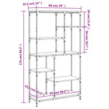 Bookshelf 10-Tier 99 x 35.5 x 176 cm Smoked Oak 835411